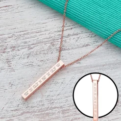 Kette mit Stabanhänger Rosegold - Geokoordinaten