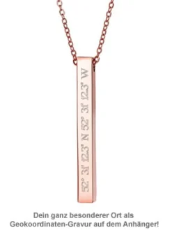 Kette mit Stabanhänger Rosegold - Geokoordinaten