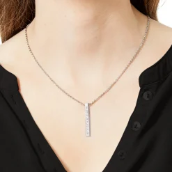Kette mit Stabanhänger Silber - Geokoordinaten