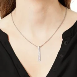 Kette mit Stabanhänger Silber - Geokoordinaten