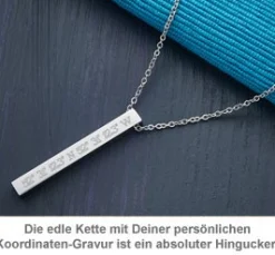 Kette mit Stabanhänger Silber - Geokoordinaten