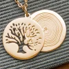 Kettenanhänger Gold - Baum und Jahresringe mit Initialen