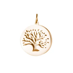 Kettenanhänger Gold - Baum und Jahresringe mit Initialen
