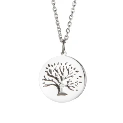 Kettenanhänger Silber - Baum und Jahresringe mit Initialen