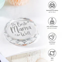 Kristall mit Gravur für die beste Mama