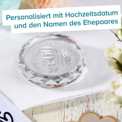 Kristall mit Gravur zur diamantenen Hochzeit