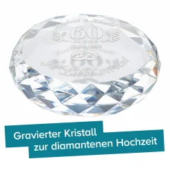 Kristall mit Gravur zur diamantenen Hochzeit