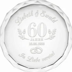 Kristall mit Gravur zur diamantenen Hochzeit