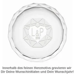 Kristall mit Initialen Gravur - Herzdiamant