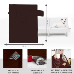 Kuscheldecke mit Ärmeln - Braun