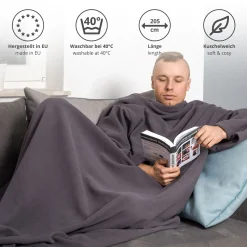 Kuscheldecke mit Ärmeln - Grau