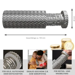 Labyrinthbox Röhre – Kniffelige Geschenkverpackung für Geld & Gutscheine - Silber