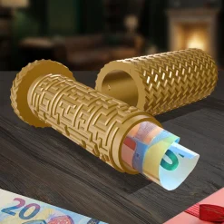 Labyrinthbox Röhre – Kniffelige Geschenkverpackung für Geld & Gutscheine - Gold