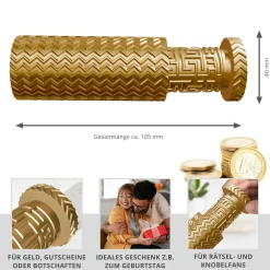 Labyrinthbox Röhre – Kniffelige Geschenkverpackung für Geld & Gutscheine - Gold