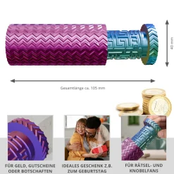 Labyrinthbox Röhre – Kniffelige Geschenkverpackung für Geld & Gutscheine - Farbverlauf