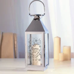 Laterne mit Gravur - Blumenherz für Mama