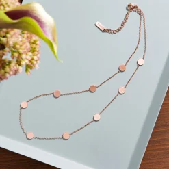 Layering Kette mit Plättchen - Rosegold