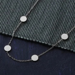 Layering Kette mit Plättchen - Silber