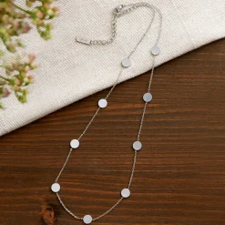 Layering Kette mit Plättchen - Silber
