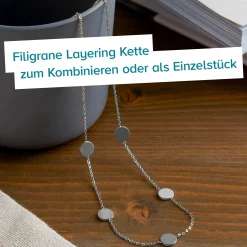 Layering Kette mit Plättchen - Silber