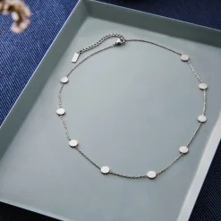 Layering Kette mit Plättchen - Silber