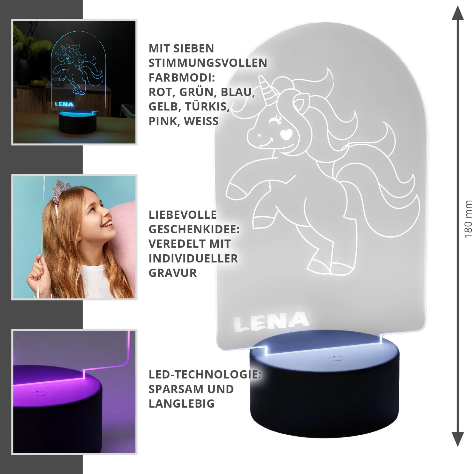 LED Einhorn - Dekolicht