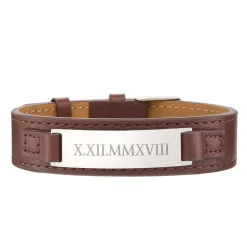 Lederarmband braun - Römische Zahlen