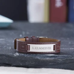 Lederarmband braun - Römische Zahlen