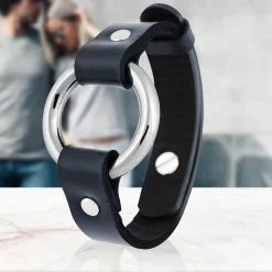 Lederarmband schwarz - Armband mit Ring