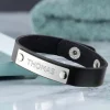 Lederarmband schwarz - Herren Armband mit Gravur