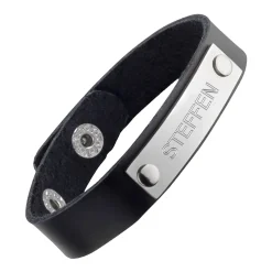 Lederarmband schwarz - Herren Armband mit Gravur