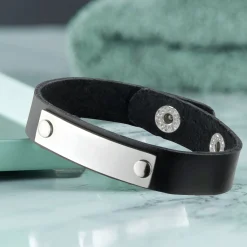 Lederarmband schwarz - Herren Armband