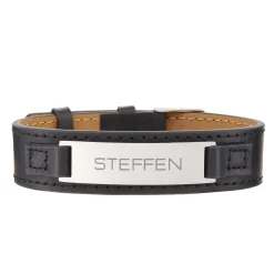 Lederarmband schwarz - Name