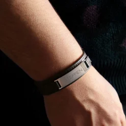 Lederarmband schwarz - Name