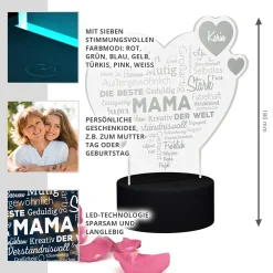 LED Herz für Mama - Personalisiertes Dekolicht