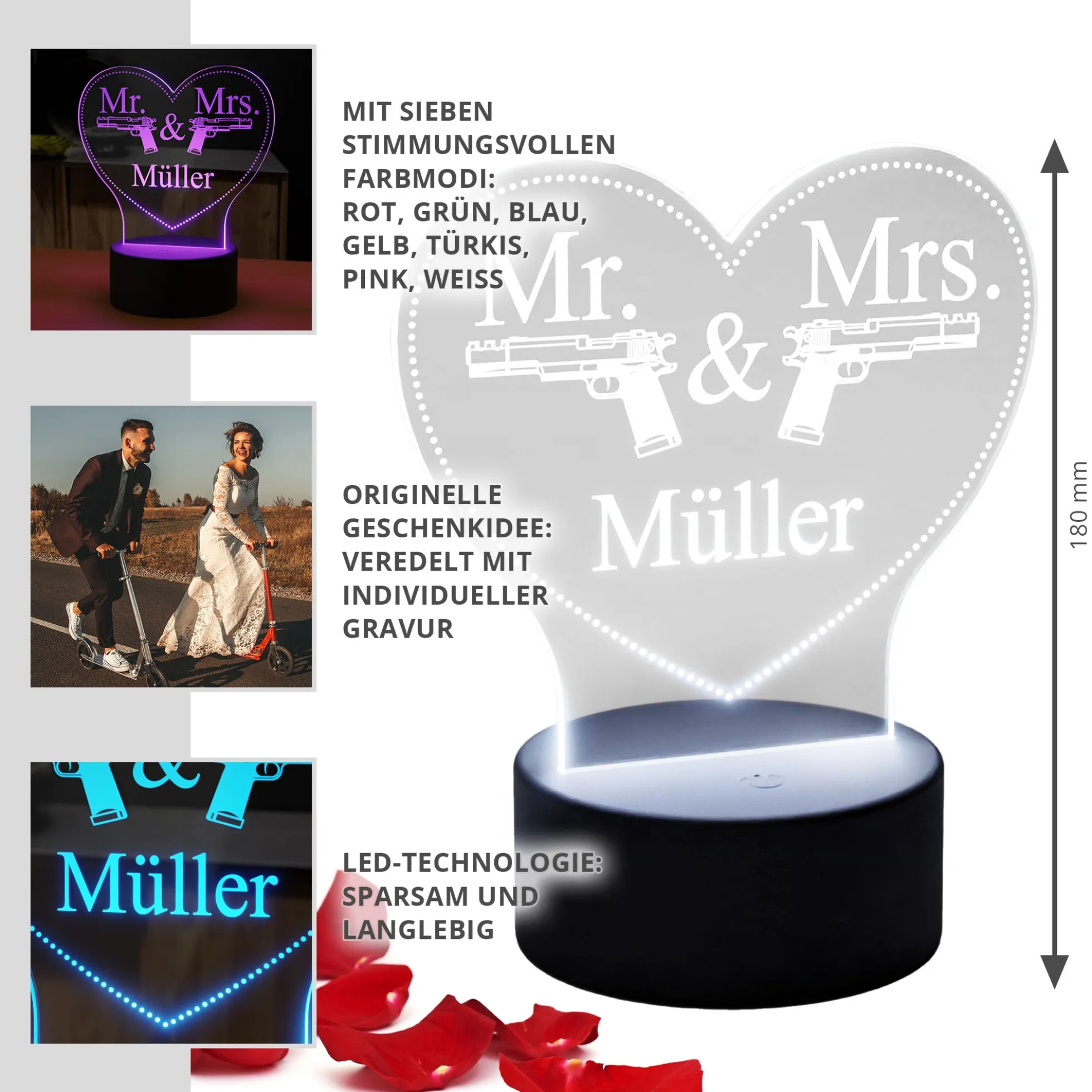 LED Herz Mr & Mrs - Dekolicht