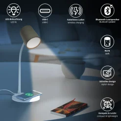 LED Lampe - 3in1 Bluetooth Lautsprecher mit Ladestation