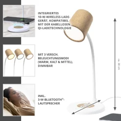 LED Lampe - 3in1 Bluetooth Lautsprecher mit Ladestation