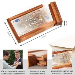 Magische Geldgeschenkbox mit Gravur zur Jugendweihe - Taube