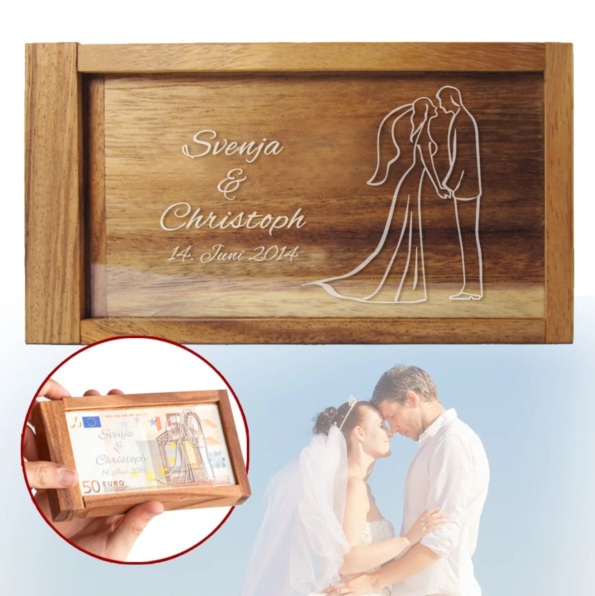 Magische Geldgeschenkbox mit Gravur - Silhouette
