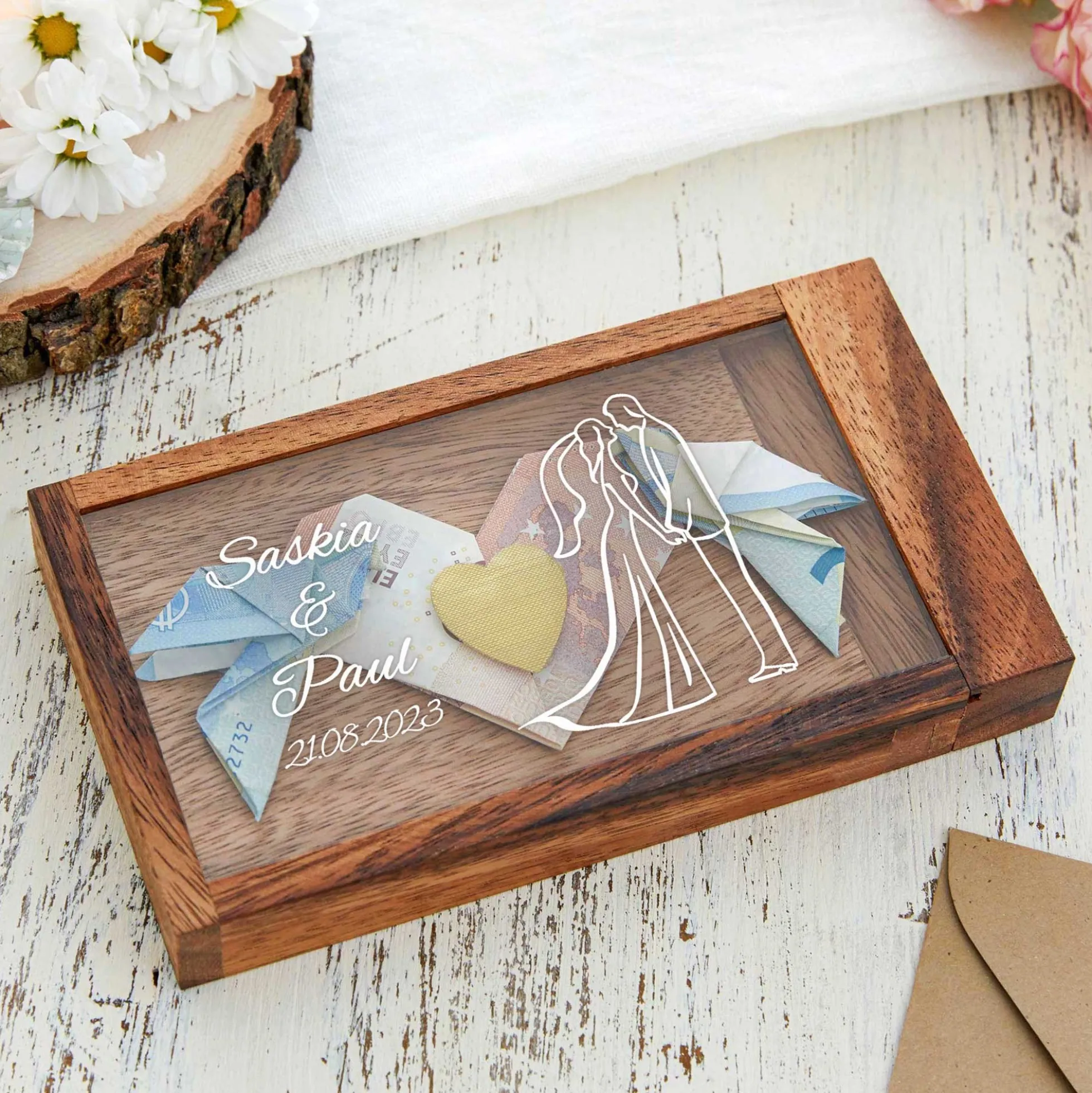 Magische Geldgeschenkbox mit Gravur - Silhouette