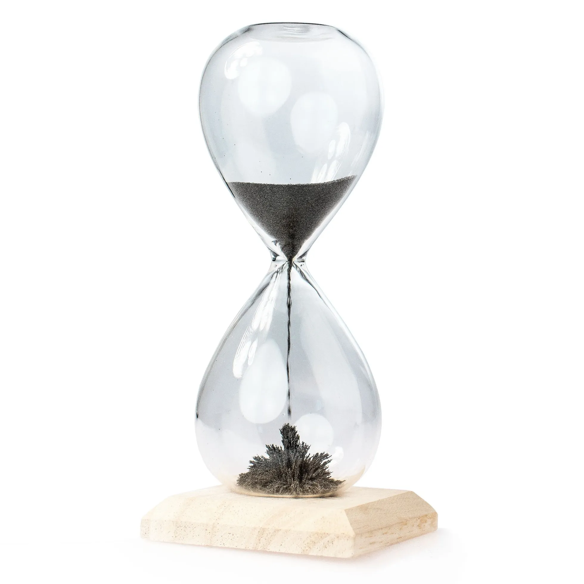 Magische Sanduhr mit Holz Sockel