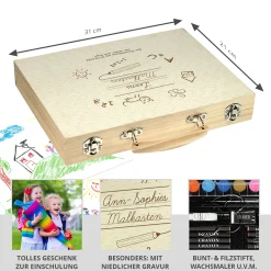 Malkasten Set mit Holzkoffer zur Einschulung