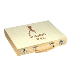 Malkasten Set mit Holzkoffer - Hasen Gravur