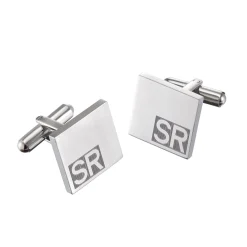 Manschettenknöpfe Silber - eckig - Initiale