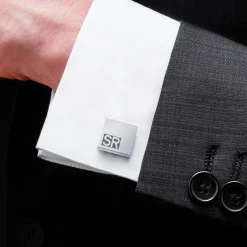 Manschettenknöpfe Silber - eckig - Initiale