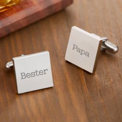 Manschettenknöpfe Silber für Papa - eckig