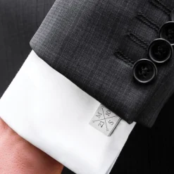Manschettenknöpfe Silber zur Hochzeit - eckig - Monogramm