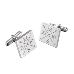 Manschettenknöpfe Silber zur Hochzeit - eckig - Monogramm