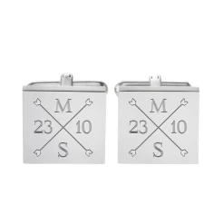Manschettenknöpfe Silber zur Hochzeit - eckig - Monogramm